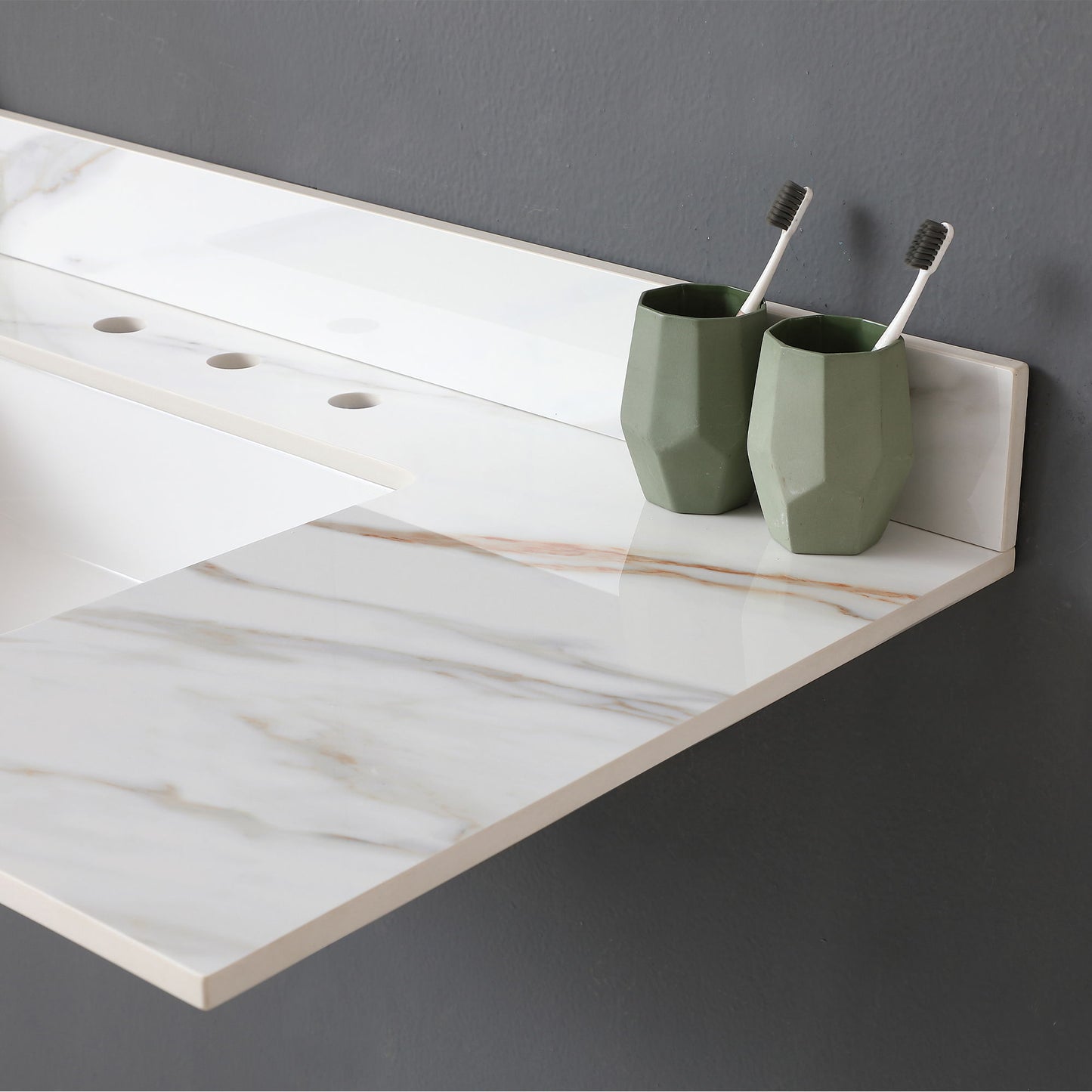 Vanity Top With Undermount Sink And Backsplash, Sintered Stone
