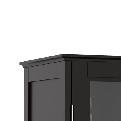 Minimalist Buffet Cabinet With Double Glass Doors And Drawer