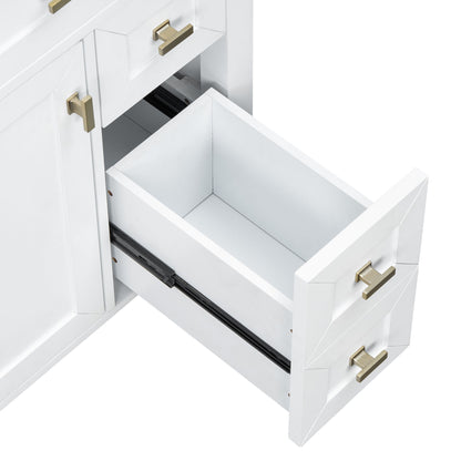 Bathroom Vanity With Sink, 3 Drawers & Cabinet With 2 Tier Door Storage Rack, Soft Close Doors & Drawers