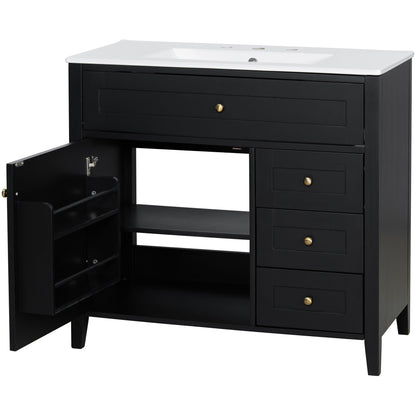 Bathroom Vanity With Sink, Cabinet With 3 Drawers And Adjustable Shelf
