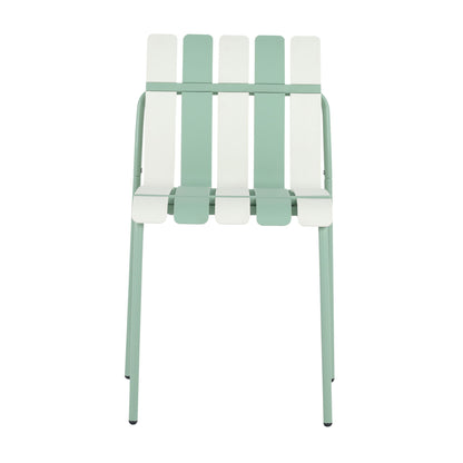 4 Piece Set Of Color Block Designed Single Chairs, Folding Square Table - Haze Green / Khaki / White