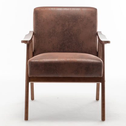 Mid Century Modern Accent Chair With Solid Wood Frame And Extra Thick Backrest