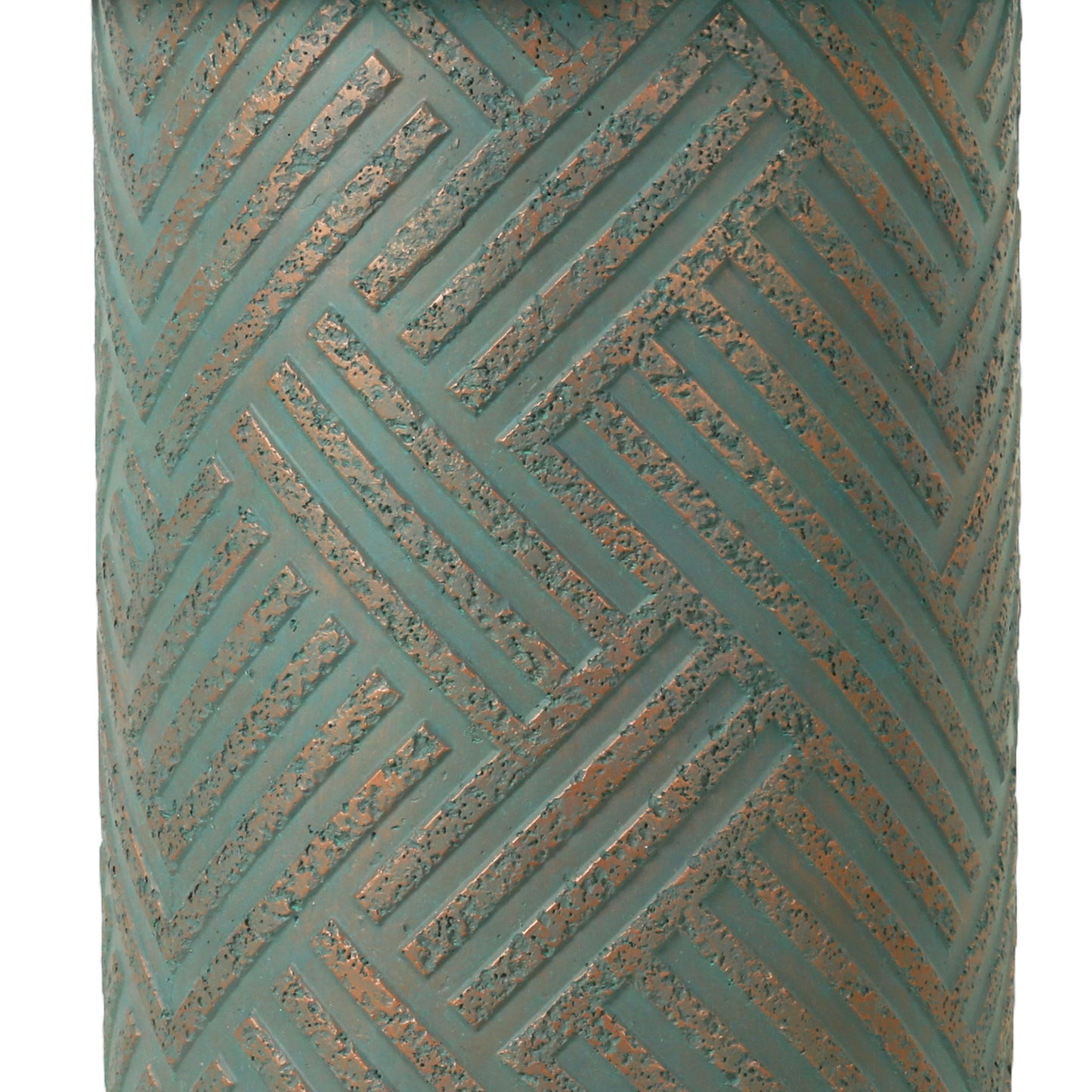 Round Outdoor End Table With Tree Stump Design For Patio - Golden / Green / Peacock