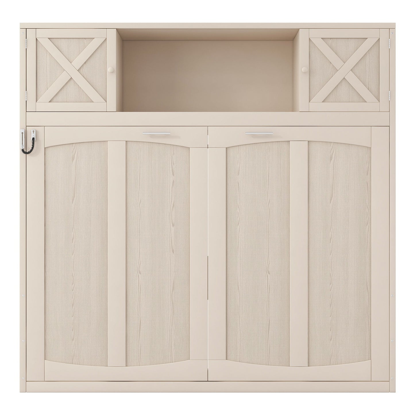 Rustic Casual Murphy Bed With Storage Cabinets
