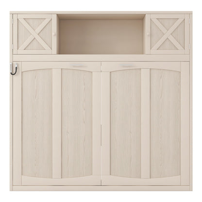 Rustic Casual Murphy Bed With Storage Cabinets