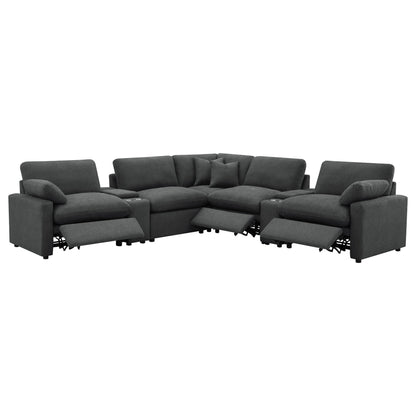 Modular Power Reclining With Lift Top Consoles, 7 Piece Configuration - Dark Gray