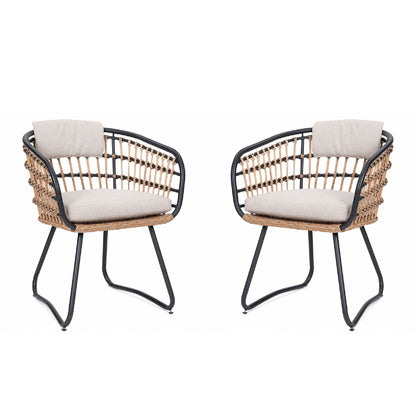 Patio All Weather Armchairs With Cushions (Set of 2) - Beige
