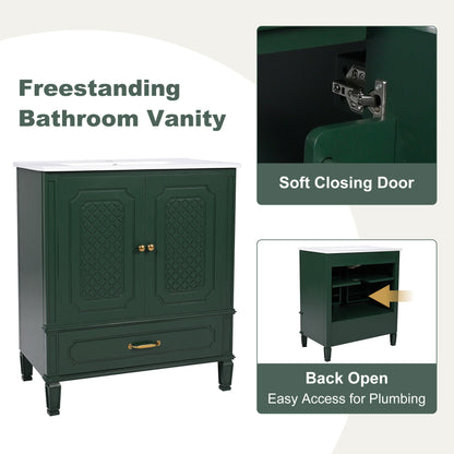 Bathroom Vanity With Sink, Soft Closing Door, Multi Functional Storage