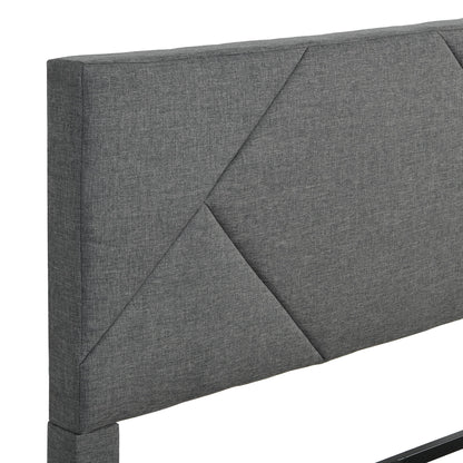 Upholstered Platform Bed Frame With Headboard, Wood Slat Support