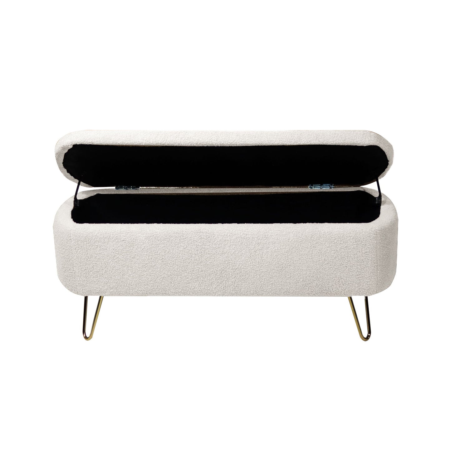 Storage Ottoman Bench For End Of Bed Legs, Modern Camel Faux Fur Entryway Bench Upholstered Padded With Storage For Living Room Bedroom