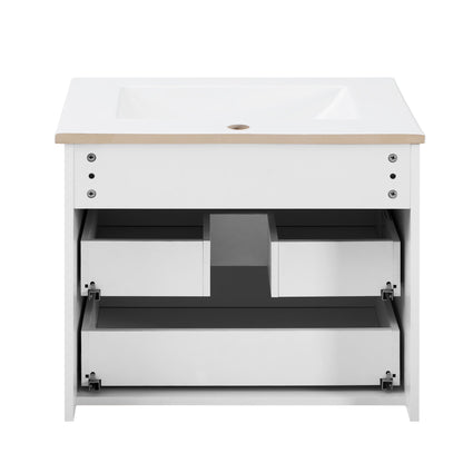 Wall Mounted Floating Cabinet With Side Cabinet Combo, Rectangular Ceramic Sink Vanity
