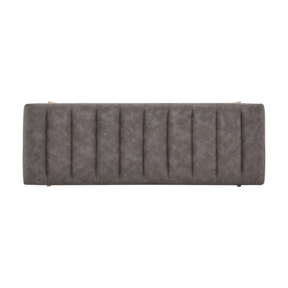 Thorian - Luxury Upholstered Ottoman Bench With Channel Tufting And Metal Base - Gold / Gray
