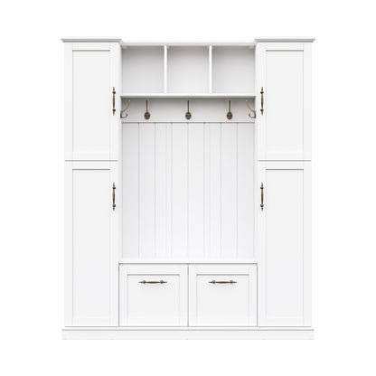 Hall Tree With 4 Side Cabinets