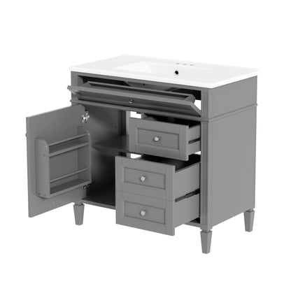 Bathroom Vanity With Top Sink, 2 Drawers, Tip Out Drawer