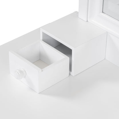 Elegant Makeup Vanity Desk With Adjustable Mirror And Storage And Construction - White