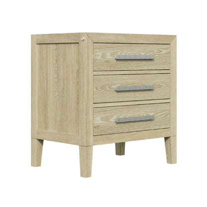 Adeline - 3 Drawers Nightstand With USB & LED Light - Natural Wood Wash