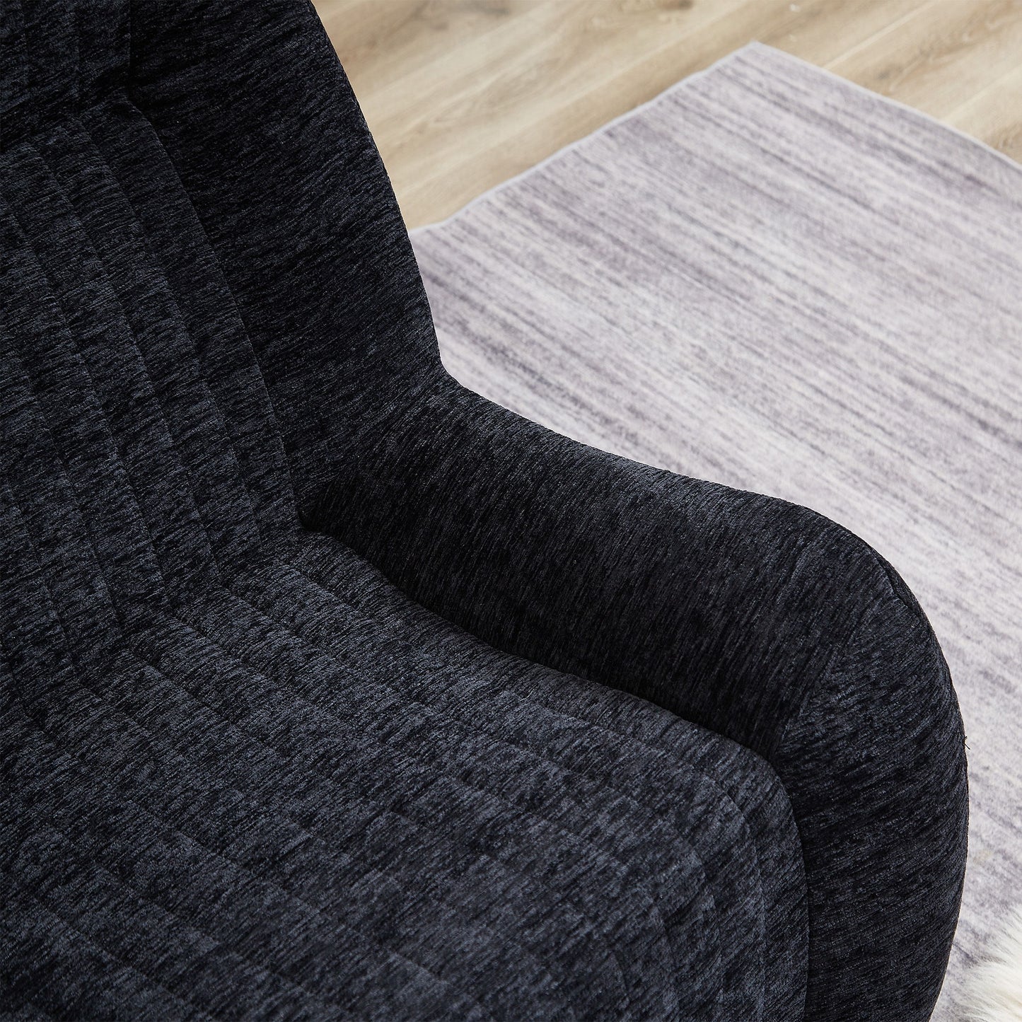 Bean Bag Chair With Armrests Oversized Comfy Beanbag Lounge Lazy Floor Sofa Accent Chair For Living Room - Black