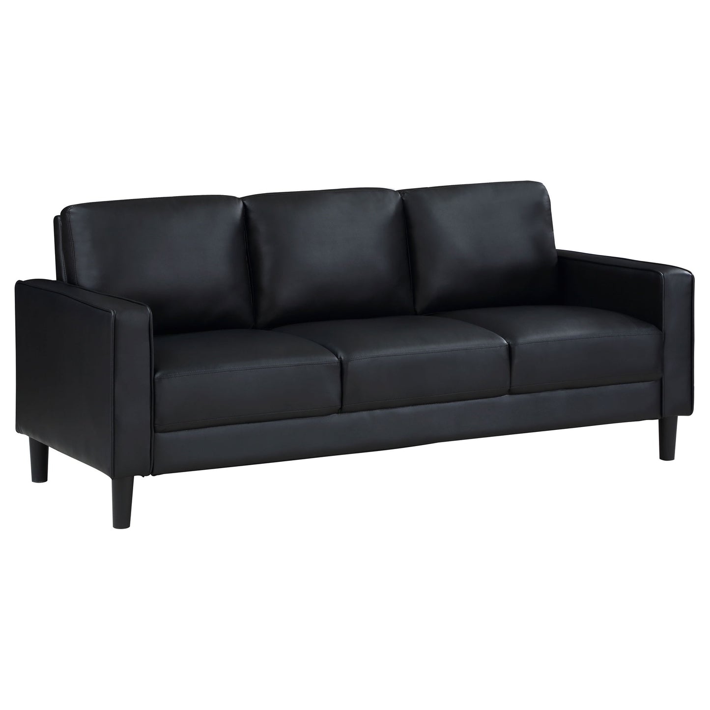 Weld 3 Piece Upholstered Track Arm Sofa Set - Black