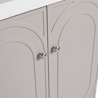 Contemporary Freestanding Bathroom Vanity With Resin Sink & Soft-Close Cabinet Doors