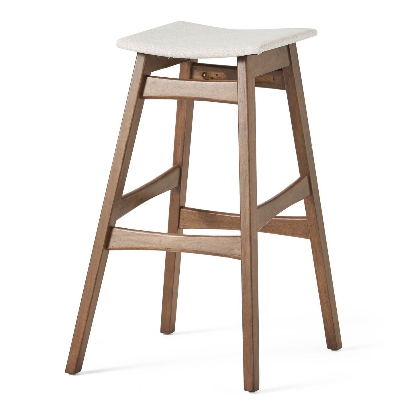 Mid Century Modern Bar Stool Set With Upholstered Seating