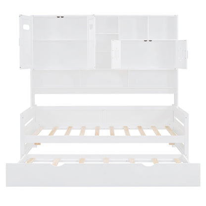 Daybed With All-In-One Cabinet And Shelf