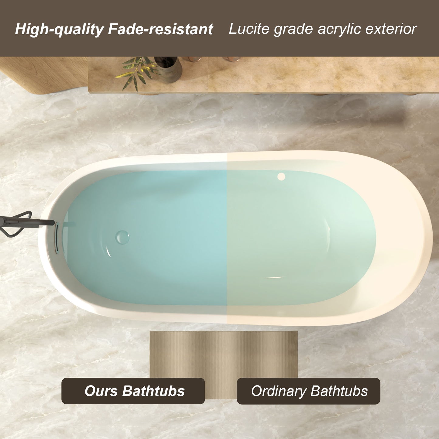 Special-Shaped Freestanding Slipper Bathtub, Overflow & Pop Up Drain