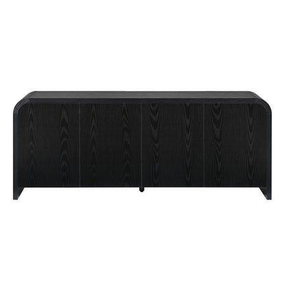 Curved Edge TV Stand With Large Cabinets