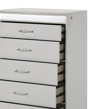 Glam - 5 Drawer Chest With LED Lighting - White