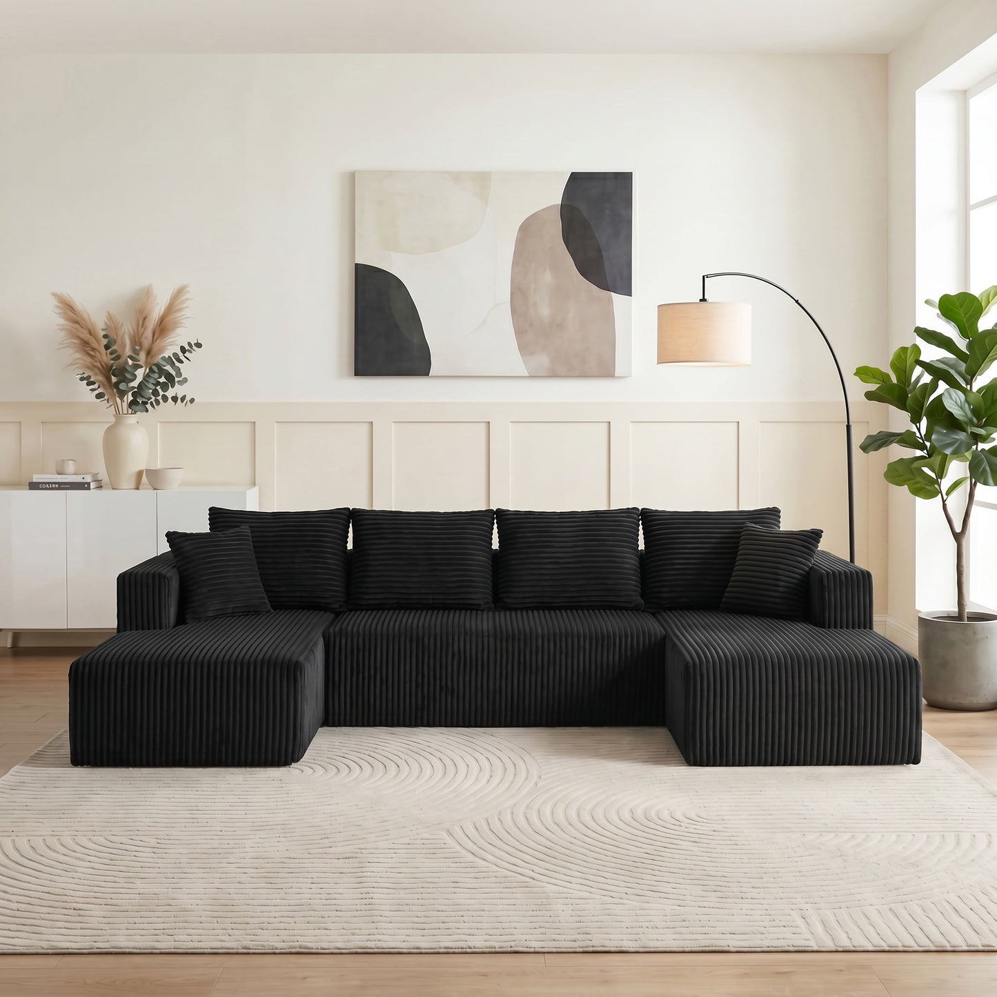 U-Shaped Modular Sectional Sofa With Double Chaise, Oversized Deep Seat For Living Room