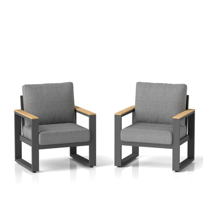 All-Weather Patio Armchairs With Thick Cushions (Set of 2)