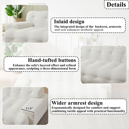 Cloud Series Minimalist Button Tufted Square Arm 3 Seater Sofa