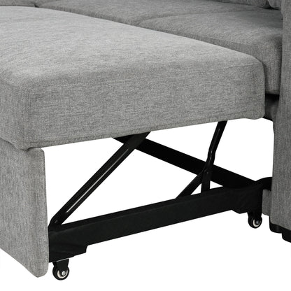 Convertible U-Shaped Sectional Sofa With Pull-Out Bed
