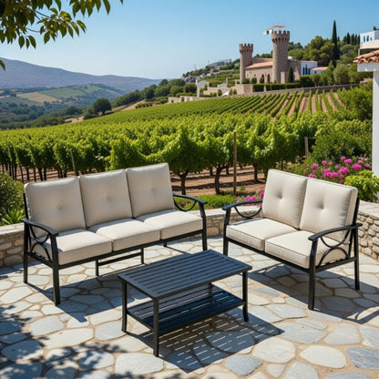 Patio Furniture Set & Coffee Table And Cushions For Backyard
