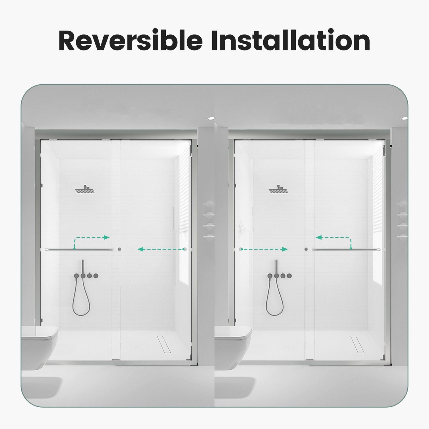Semi Frameless Double Sliding Shower Door With Tempered Glass