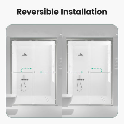 Semi Frameless Double Sliding Shower Door With Tempered Glass
