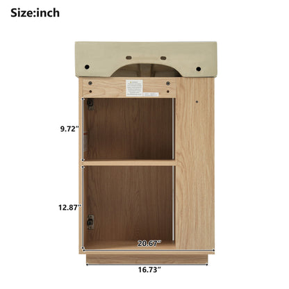 Bathroom Vanity With Sink, Freestanding Wood Grain Cabinet With Storage