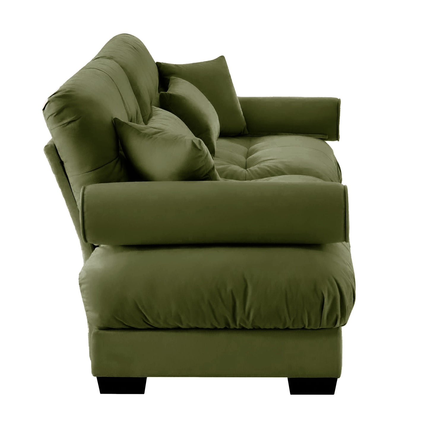 Modern Sofa With Bolstered Armrests And Pillows