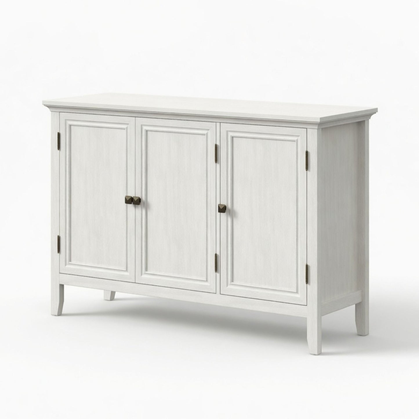 3 Door Buffet Cabinet With Adjustable Shelves - Matte White / Grayish