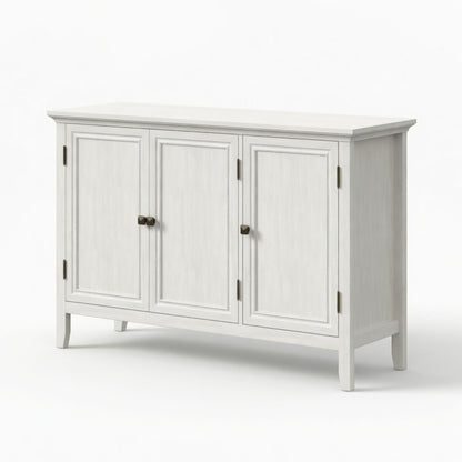 3 Door Buffet Cabinet With Adjustable Shelves - Matte White / Grayish