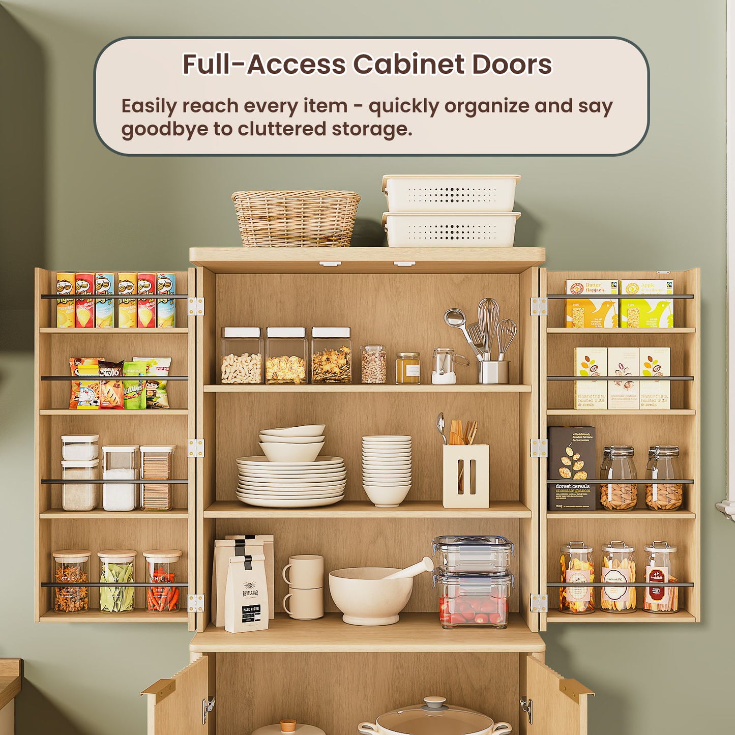 Kitchen Pantry Cabinet With 6 Doors
