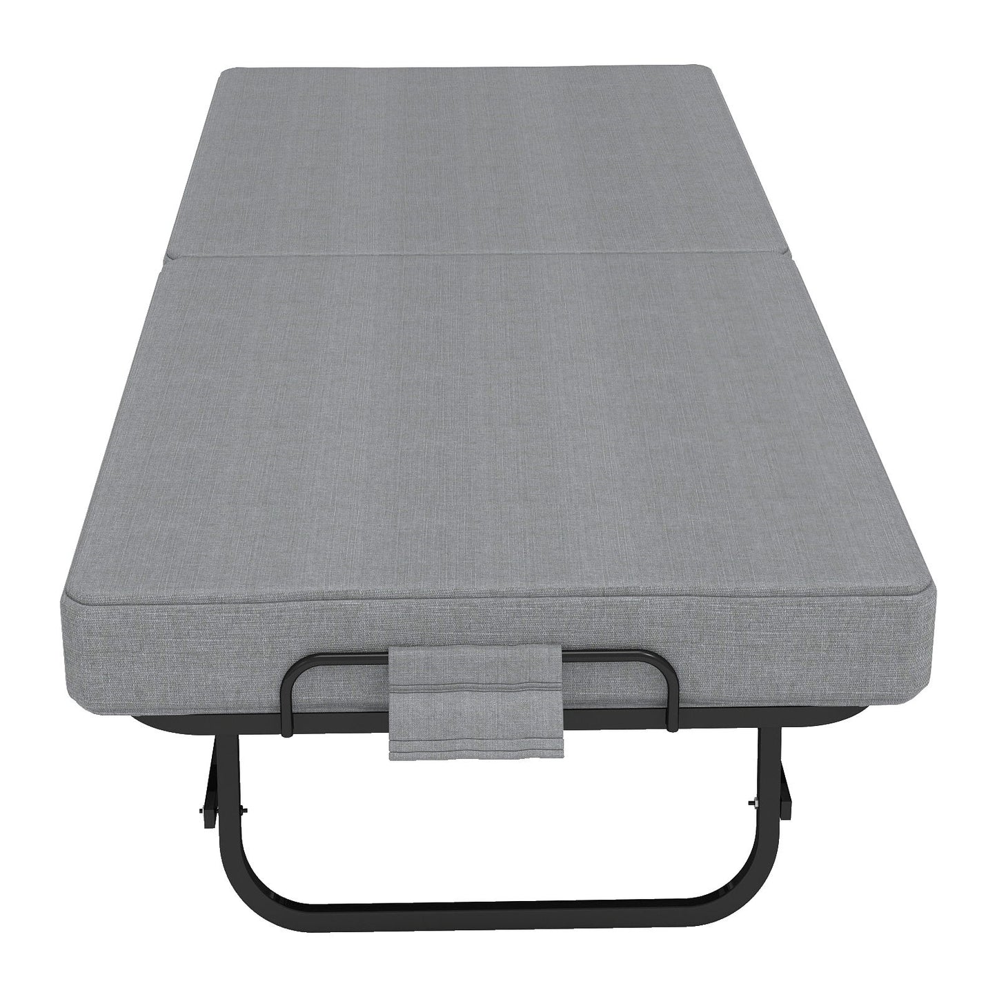 Twin Folding Bed With Memory Foam Mattress, 4 Lockable Wheels - Gray