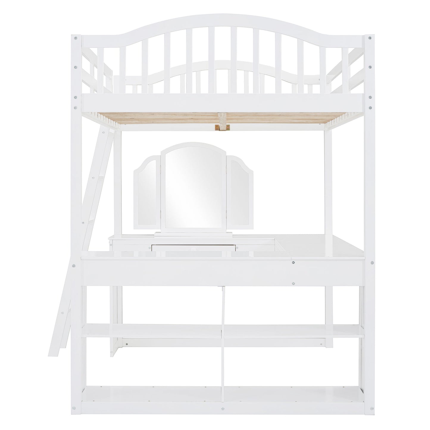 Loft Bed With Drawers, Cabinet, Shelves With Desk