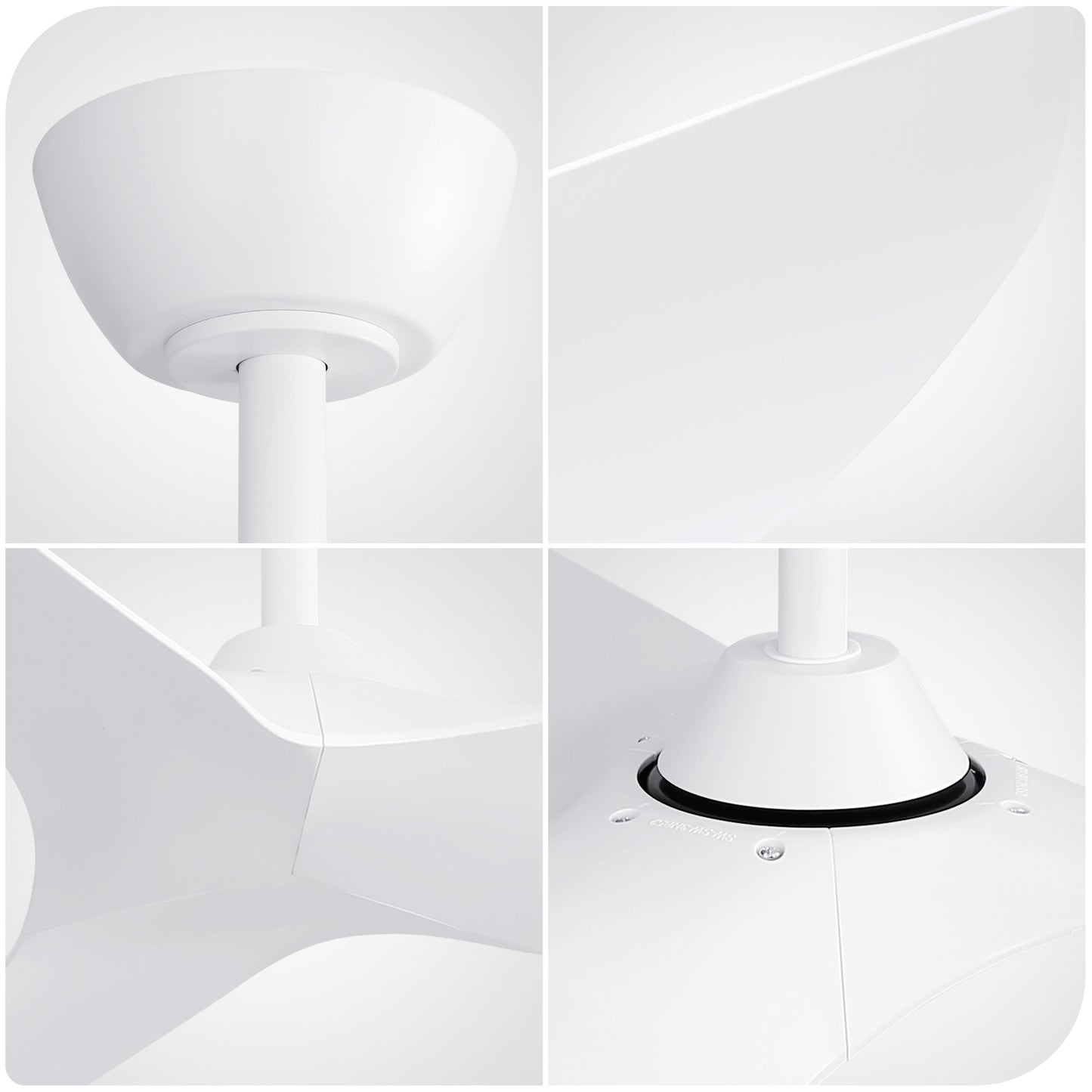 Ceiling Fan Without Light, DC Motor Remote Control Fan For Indoor / Outdoor Use - White