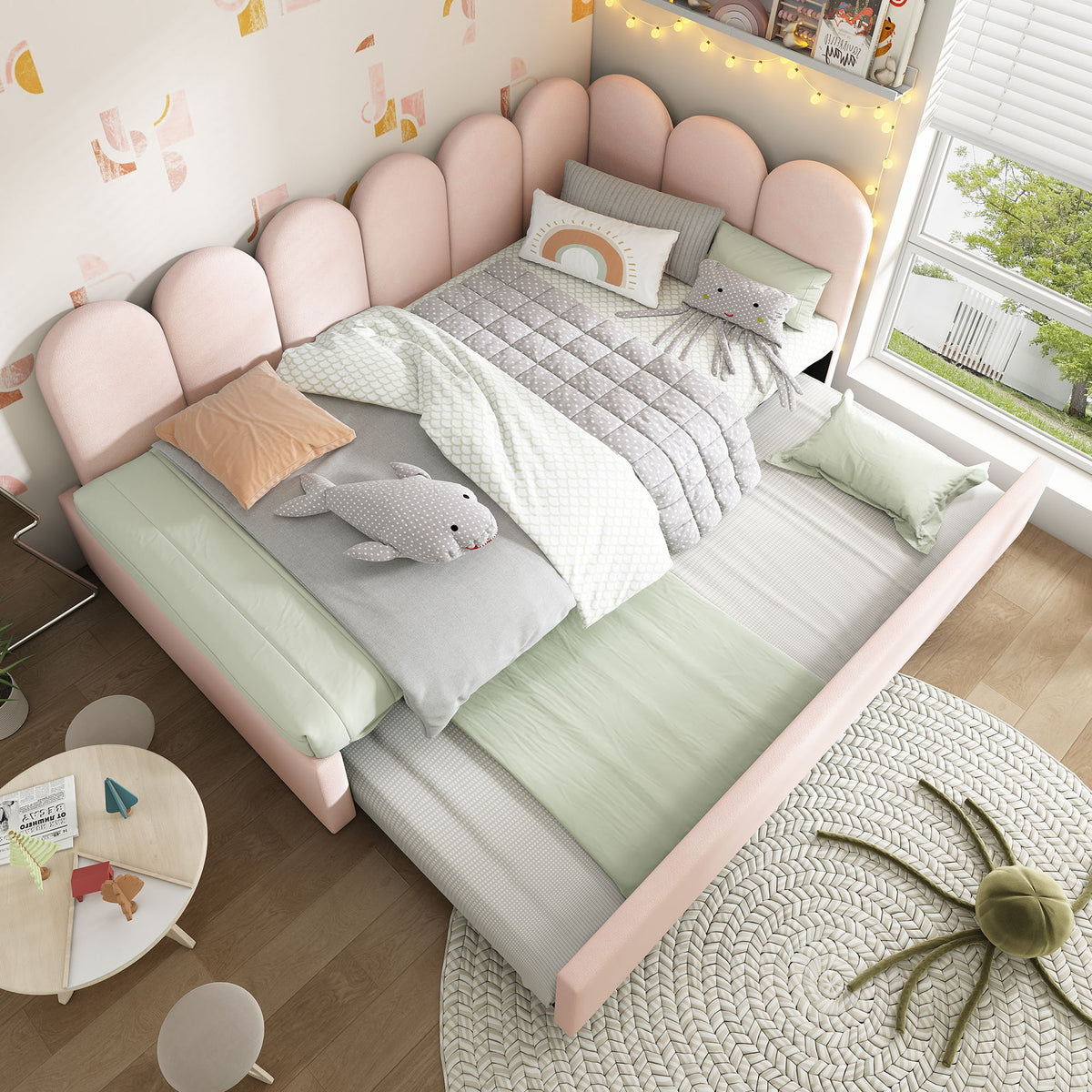 Upholstered Daybed With Metal Slatted Base