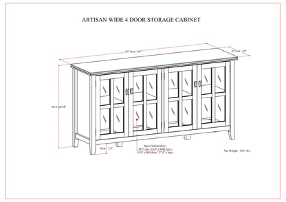 Artisan - Handcrafted Wide 4 Door Storage Cabinet