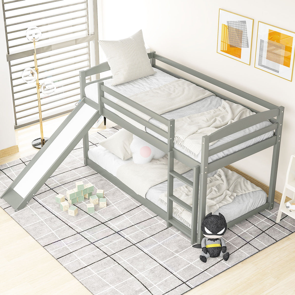 Durable Bunk Bed With Convertible Slide And Ladder