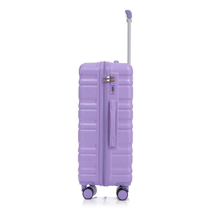 3 Piece 20" / 24" / 28" Spinner Luggage Set & Combination Lock, Durable Hard Shell With 360° Silent Wheels - Blue / Purple