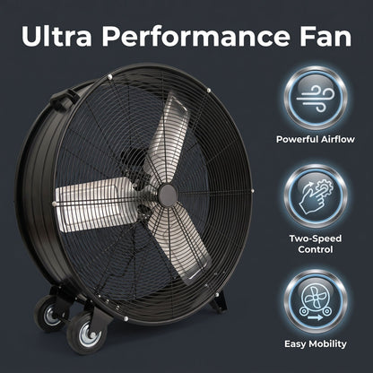 Velocity Drum Fan With 2 Speed - Black