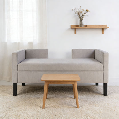 Upholstered Ottoman With 2 Bolster Pillows For Living Room - Gray