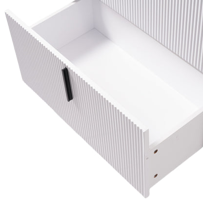 Bathroom Vanity With Ceramic Sink, Fluted Design